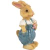 Clayre & Eef 6PR5719 Conejo Decorativo Marrón Azul 5cm Poliresina Estilo Campestre