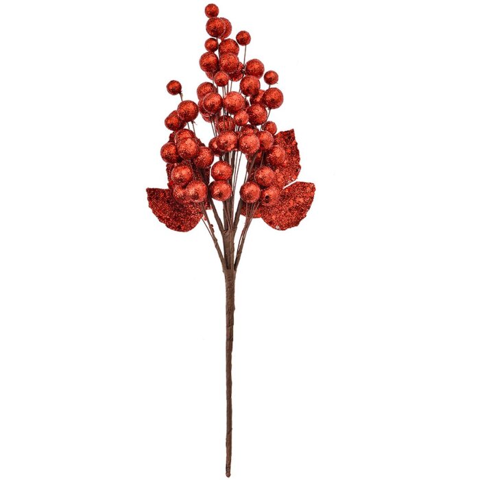 Clayre & Eef 66153R Rama decorativa rojo-marrón 8x6x34 cm Decoración navideña