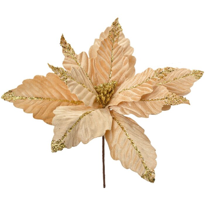 Clayre & Eef 66160 Decoración Navideña Flor Beige-Oro Ø36 cm