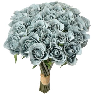 Clayre & Eef Ramo de rosas azul-verde 24 flores 30 cm artificial