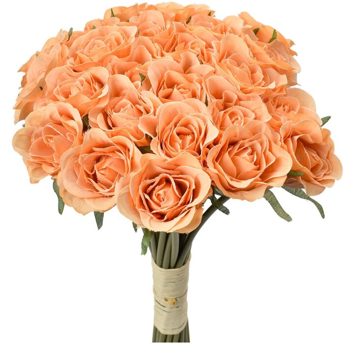 Clayre & Eef Ramo de flores artificiales 24 Rosas Naranja 20x16x30 cm