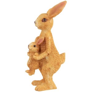 Clayre & Eef figurita decorativa conejo con bebé marrón 4x4x8 cm estilo country