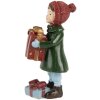 Clayre & Eef 6PR5722 Figurita de Navidad niño verde rojo 12cm poliresina estilo campestre