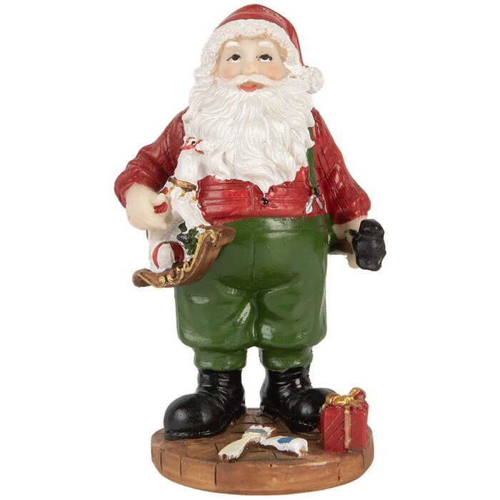 Clayre & Eef 6PR5724 Papá Noel estilo campestre figura decorativa 8x6x13 cm