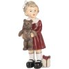 Clayre & Eef Decoración Niño con Osito Marrón Rojo 6x4x13 cm