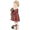 Clayre & Eef Decoración Niño con Osito Marrón Rojo 6x4x13 cm