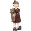 Clayre & Eef Figurita Decorativa Niño con Osito Marrón Verde 6x5x15 cm
