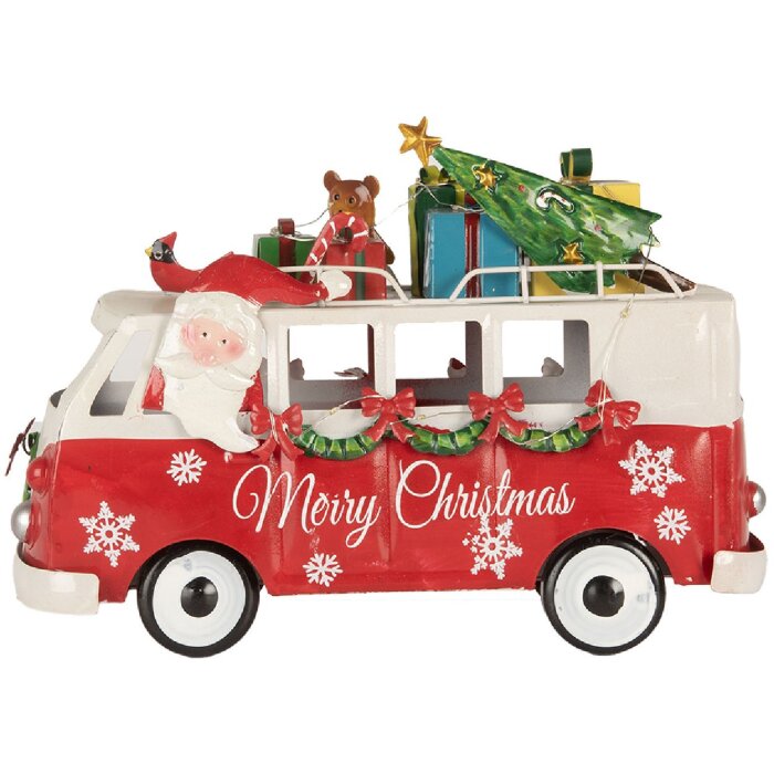 Clayre & Eef 6Y5855 Modelo Autobús LED Rojo Blanco 31x15x21 cm Funciona con pilas