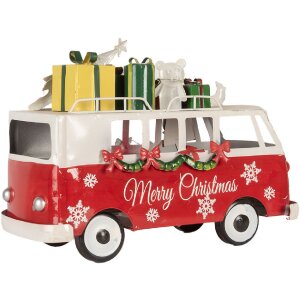 Clayre & Eef 6Y5855 Modelo Autobús LED Rojo Blanco 31x15x21 cm Funciona con pilas