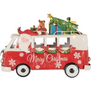 Clayre & Eef 6Y5855 Modelo Autobús LED Rojo Blanco 31x15x21 cm Funciona con pilas