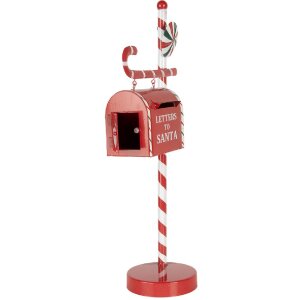 Clayre & Eef 6Y5857 Buzón decoración navideña rojo blanco 20x12x51 cm