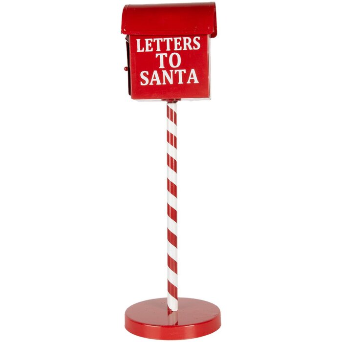 Clayre & Eef Buzón Cartas a Papá Noel Rojo Ø15x50cm Country Style Metal
