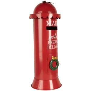 Clayre & Eef 6Y5859 Buzón Rojo Ø19x52cm Santas Entrega Express