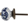 Clayre & Eef Pomo Cerámica Azul Ø3cm Diseño Antiguo para Muebles Cajones Puertas
