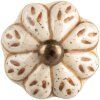 Clayre & Eef Pomo Puerta Cerámica Beige Marrón Ø4x3cm Estilo Boho Vintage
