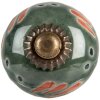 Clayre & Eef Pomo Cerámica Ø 3x3 cm Verde Naranja Estilo Boho