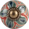 Clayre & Eef 66051 Pomo puerta Boho Verde Naranja Azul Ø3cm S4cm