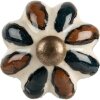 Clayre & Eef Pomo Puerta Boho Beige Verde Ø 3 cm Pomo Cerámica Estilo Vintage
