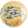 Clayre & Eef pomo puerta ceramica blanco azul Ø 4x2 cm motivo pez