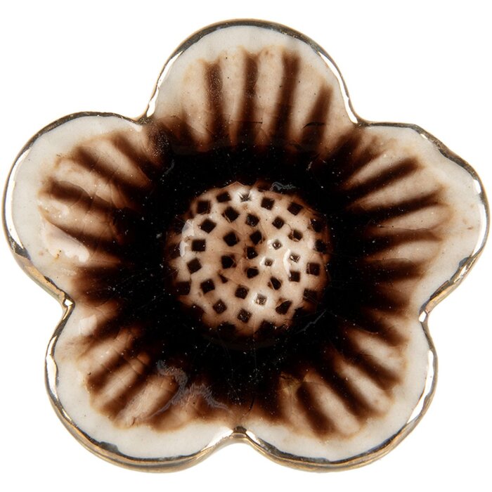 Clayre & Eef Pomo Cerámica Ø5x3cm Beige Marrón Aspecto Antiguo