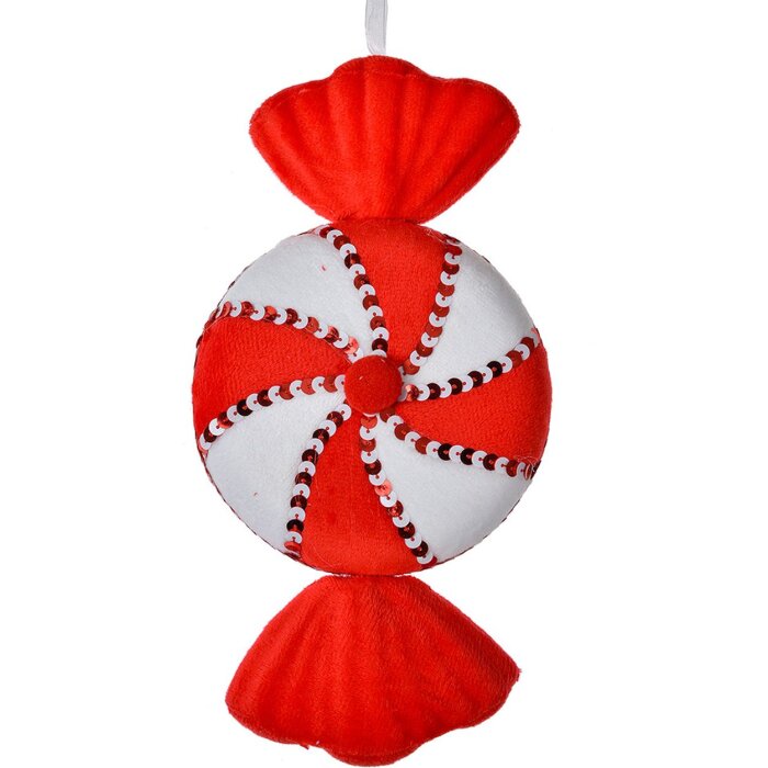 Clayre & Eef Etiqueta de Navidad caramelo rojo blanco 13x5x25 cm