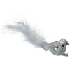 Clayre & Eef 66137 Set 3 pájaros decorativos plata con plumas 12x3x4 cm Clip