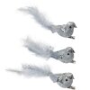 Clayre & Eef 66137 Set 3 pájaros decorativos plata con plumas 12x3x4 cm Clip