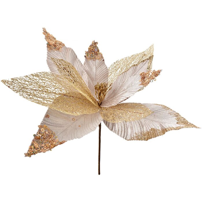 Clayre & Eef 66133 Decoración Navideña Flor Oro Ø 44x37 cm