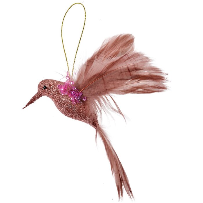 Clayre & Eef 66140 Colgante Decoración Pájaro Rosa 10x4x10 cm