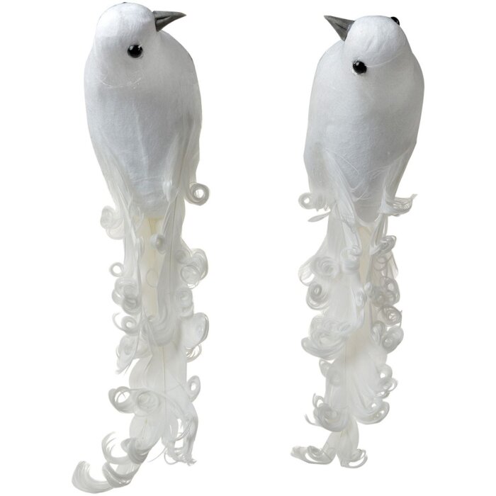 Clayre & Eef Pájaros Decorativos Blanco Set de 2 19x9x10 cm Plástico