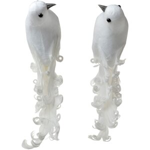 Clayre & Eef Pájaros Decorativos Blanco Set de...