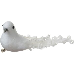 Clayre & Eef Pájaros Decorativos Blanco Set de 2 19x9x10 cm Plástico