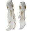 Clayre & Eef Set de 2 Pájaros Decorativos Oro Blanco 15x8x5 cm Plastico Purpurina