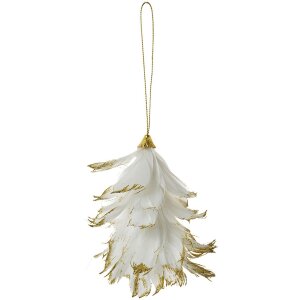 Clayre & Eef percha flor blanco-oro 14x11x7 cm pluma...