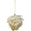 Clayre & Eef 66147 Colgante Flor Oro Blanco 10x10x10 cm Plumas Estilo Campestre