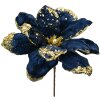Clayre & Eef 66149 Decoración Navideña Flor Azul Oro Ø24x27 cm