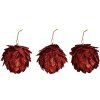 Clayre & Eef Decoración navideña flor roja set de 3 Ø 8x8 cm plástico