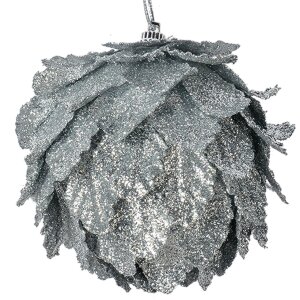 Clayre & Eef Flor de decoración navideña set de 3 plata Ø 8x8 cm