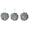 Clayre & Eef Flor de decoración navideña set de 3 plata Ø 8x8 cm
