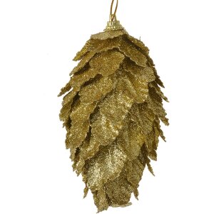 Clayre & Eef 66173GO Decoración Navideña Flor Oro Set de 3 Ø7x13cm