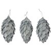 Clayre & Eef 66173ZI Set de 3 conos decorativos de Navidad plateados Ø7x13cm