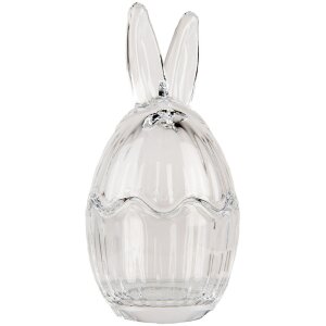 Clayre & Eef tarro de almacenaje conejo cristal transparente Ø6x11cm estilo country