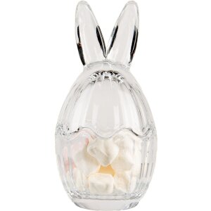 Clayre & Eef tarro de almacenaje conejo cristal transparente Ø6x11cm estilo country