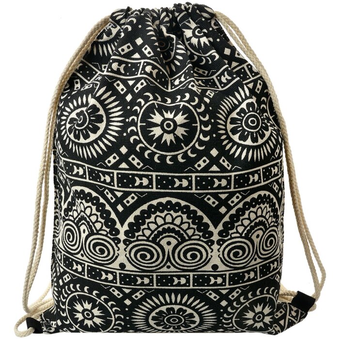 Juleeze JZBG0311 Mochila Boho Negro-Blanco 34x1x43 cm