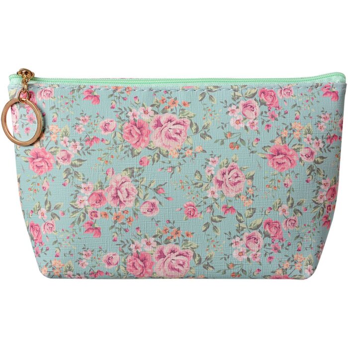 Juleeze neceser estampado floral verde rosa 21x5x13 cm PU cierre cremallera