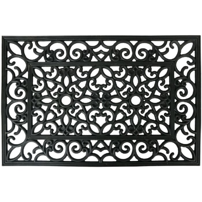 Clayre & Eef MC270 Felpudo Negro 60x40x1 cm Goma Rectangular Clásico