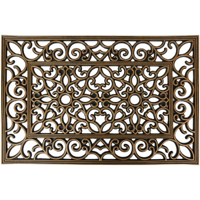 Clayre & Eef MC271 Felpudo negro con detalles dorados 60x40 cm