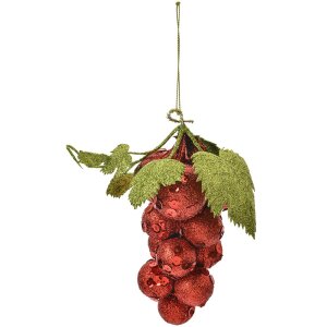 Clayre & Eef 66175R Decoración navideña racimo de uvas rojo 8x8x14 cm
