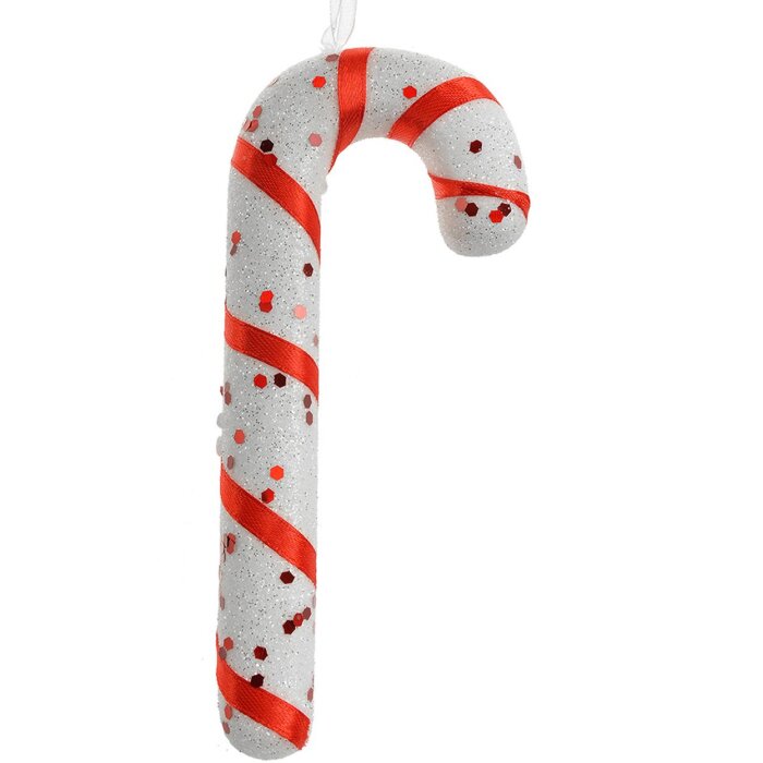 Clayre & Eef 66176 Colgante Decoración Bastón de Caramelo 7x2x17 cm Blanco Rojo