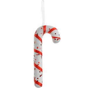 Clayre & Eef 66176 Colgante Decoración Bastón de Caramelo 7x2x17 cm Blanco Rojo